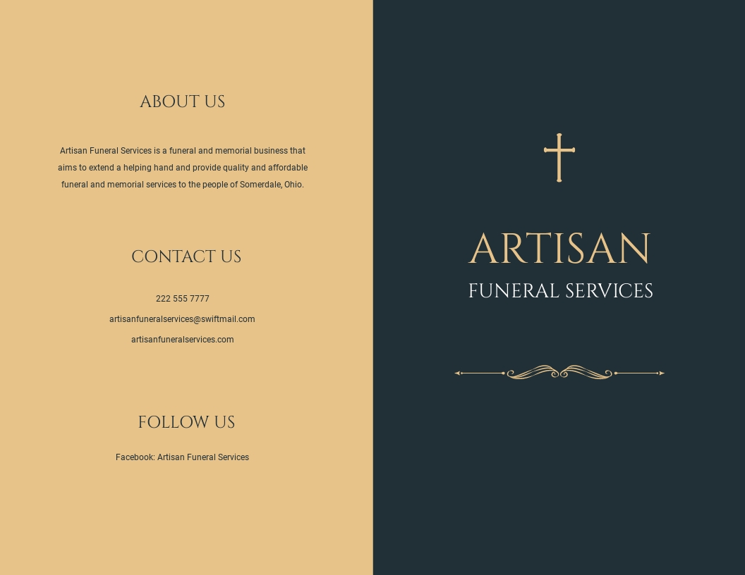Classic Funeral Obituary Bi Fold Brochure Template.jpe