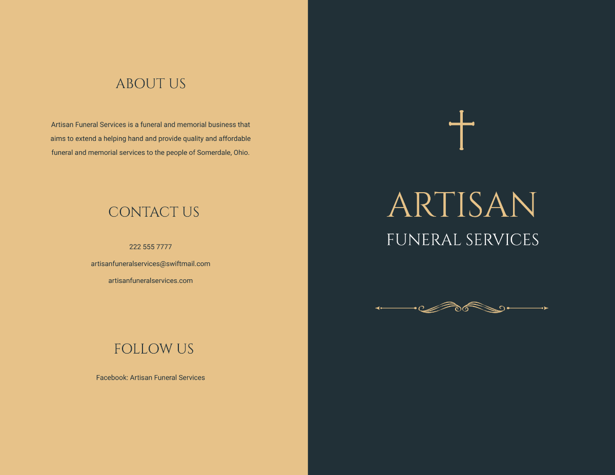 Classic Funeral Obituary Bi-Fold Brochure Template