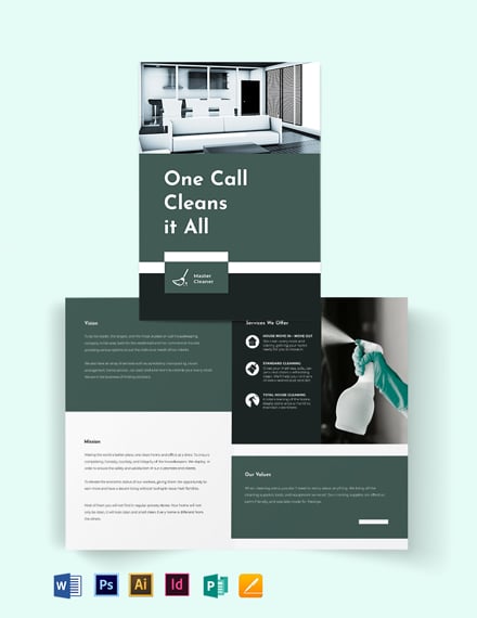cleaning services company bi fold brochure template