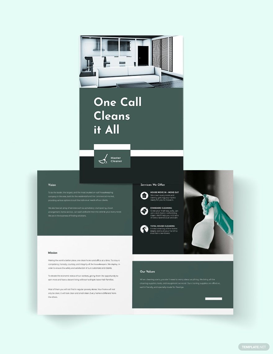 Cleaning Services Company Bi-Fold Brochure Template