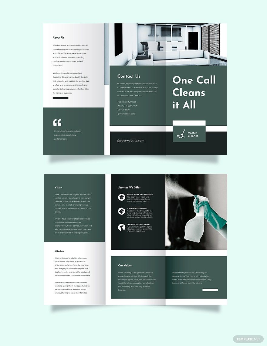 Cleaning Services Company Tri-Fold Brochure Template