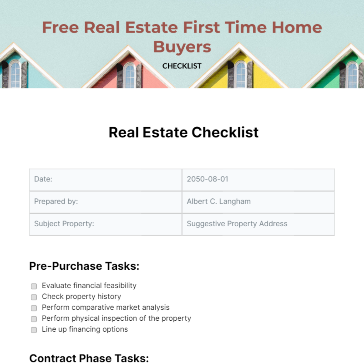 Free Real Estate First Time Home Buyers Checklist - Edit Online ...