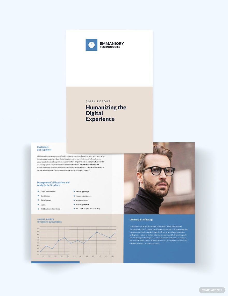 Corporate Annual Report Bi-Fold Brochure Template