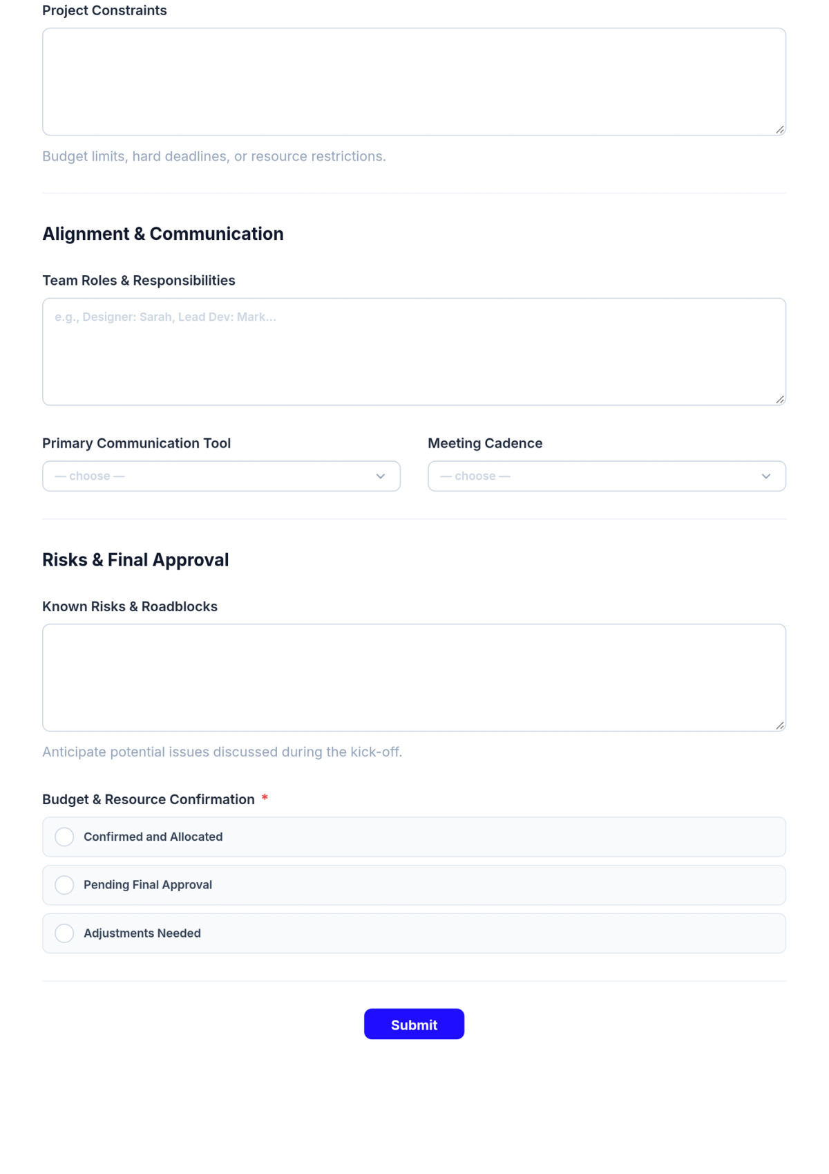 Free Project Kick Off Meeting Checklist Template & AI Maker