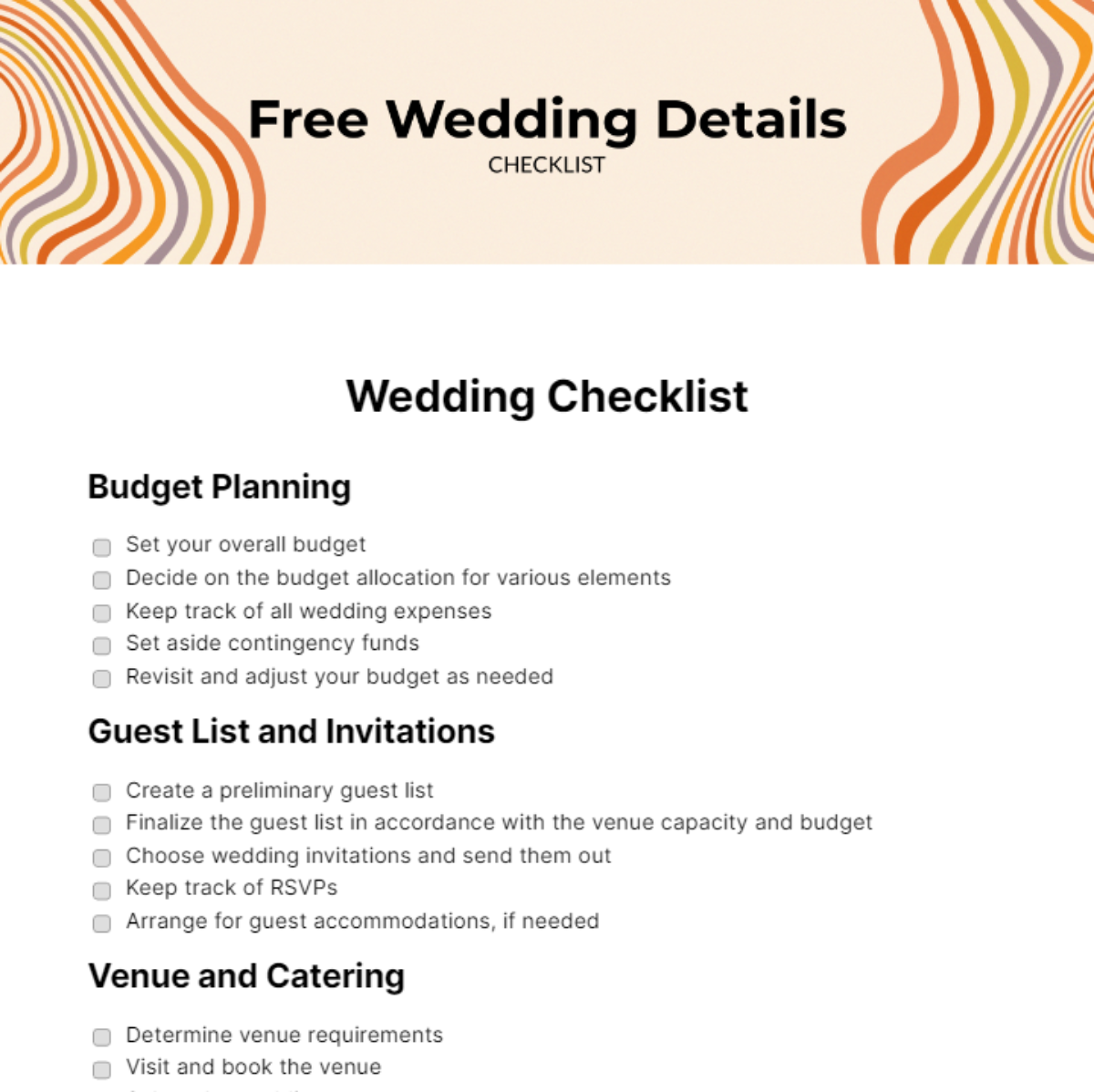 Wedding Details Checklist - Edit Online & Download Example