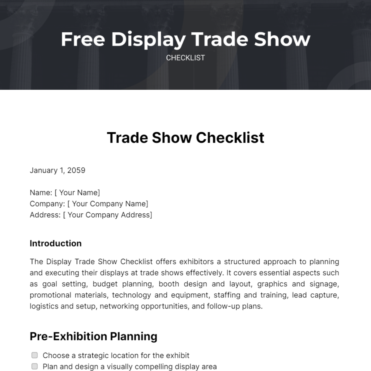 Display Trade Show Checklist Template