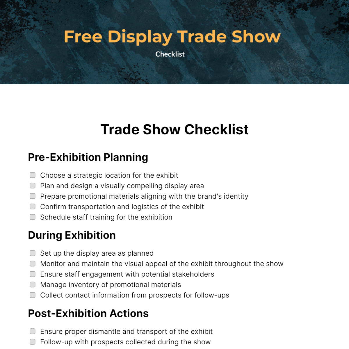 FREE Trade Show Checklist Templates Examples Edit Online Download