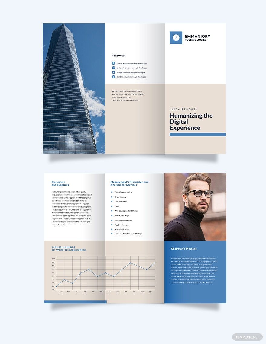 Free Corporate Annual Report Tri-Fold Brochure Template