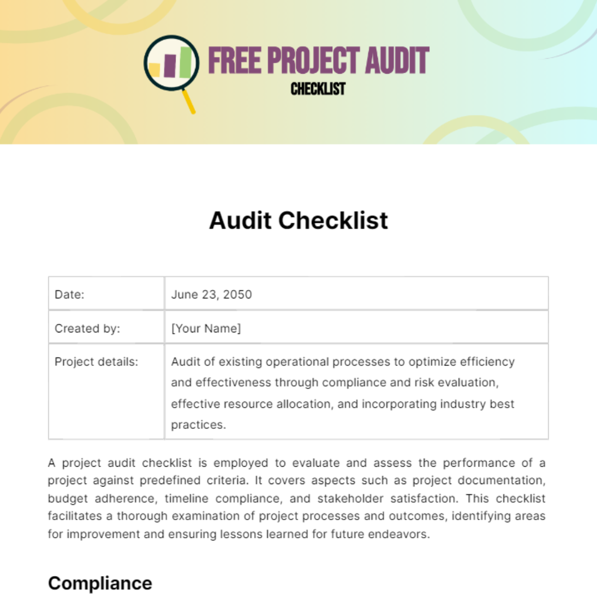 Free Project Checklist Templates Editable And Printable Free Project Checklist Templates Editable And Printable