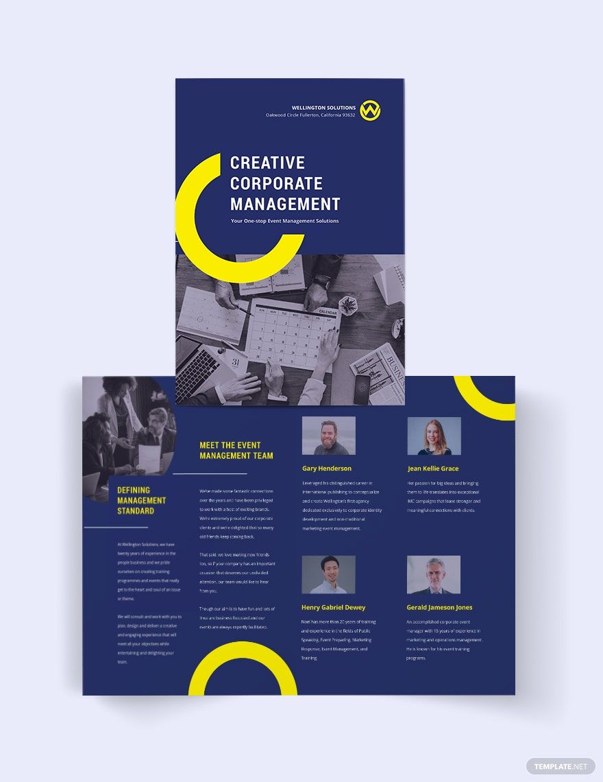Corporate Event Management Bi-fold Brochure Template