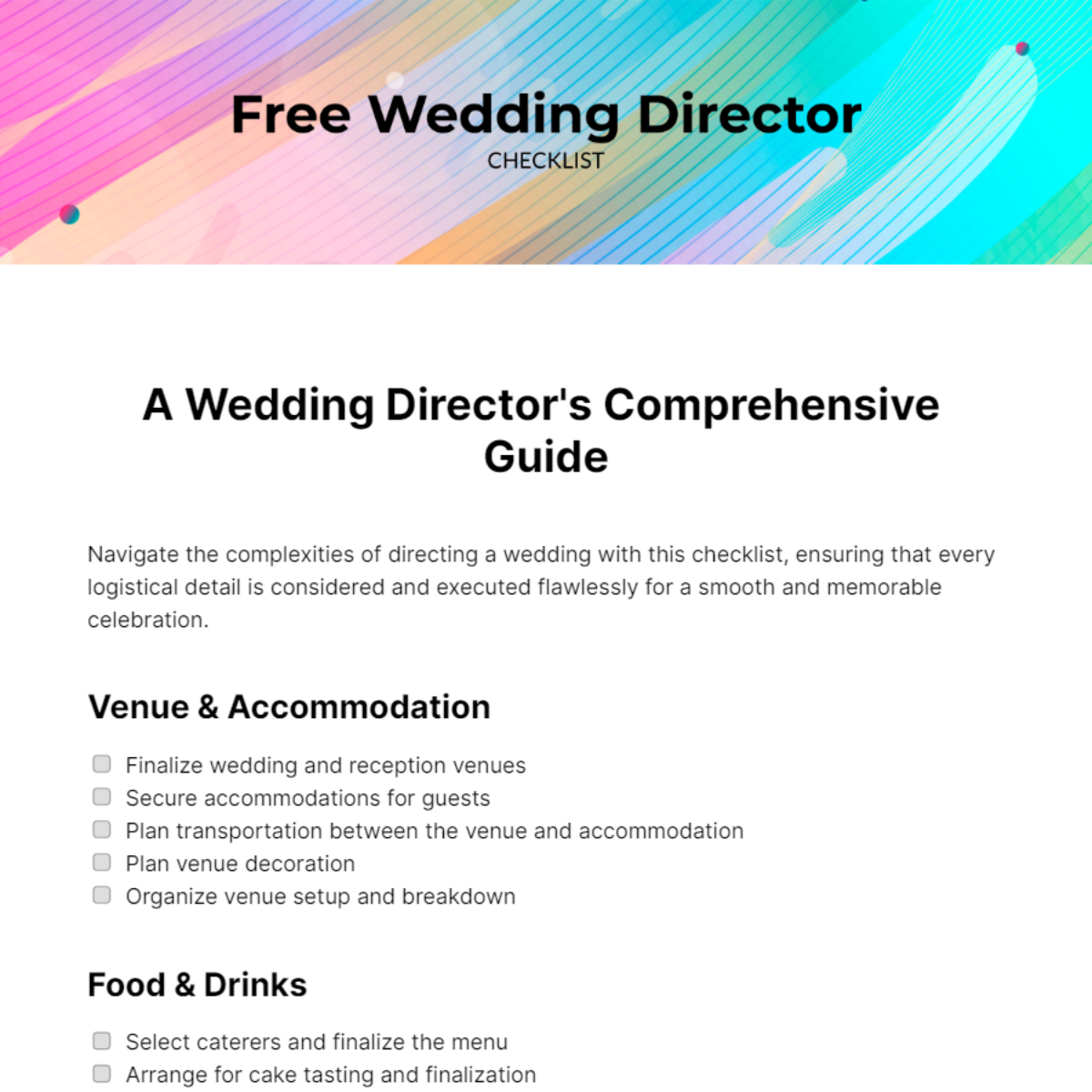 Wedding Director Checklist Template