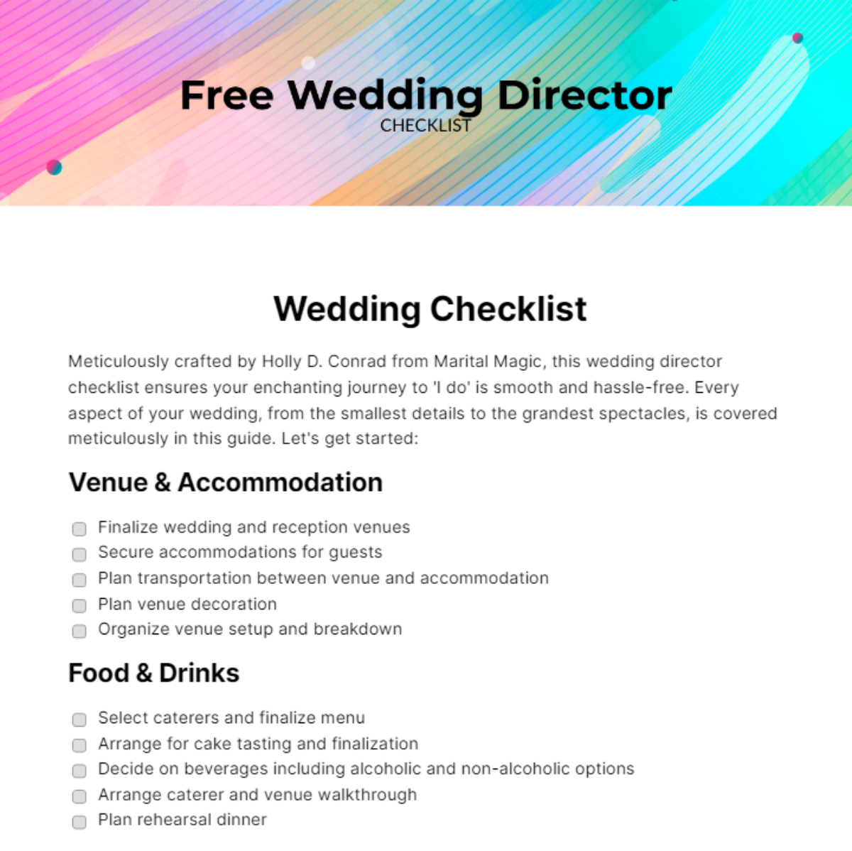 Free Wedding Director Checklist - Edit Online & Download | Template.net