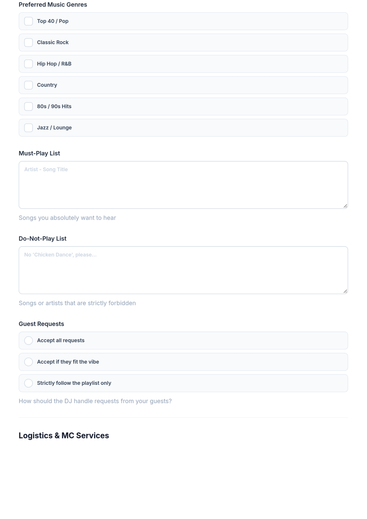 Free Wedding DJ Checklist Template & AI Wedding DJ Checklist Maker Free Wedding DJ Checklist Template & AI Wedding DJ Checklist Maker