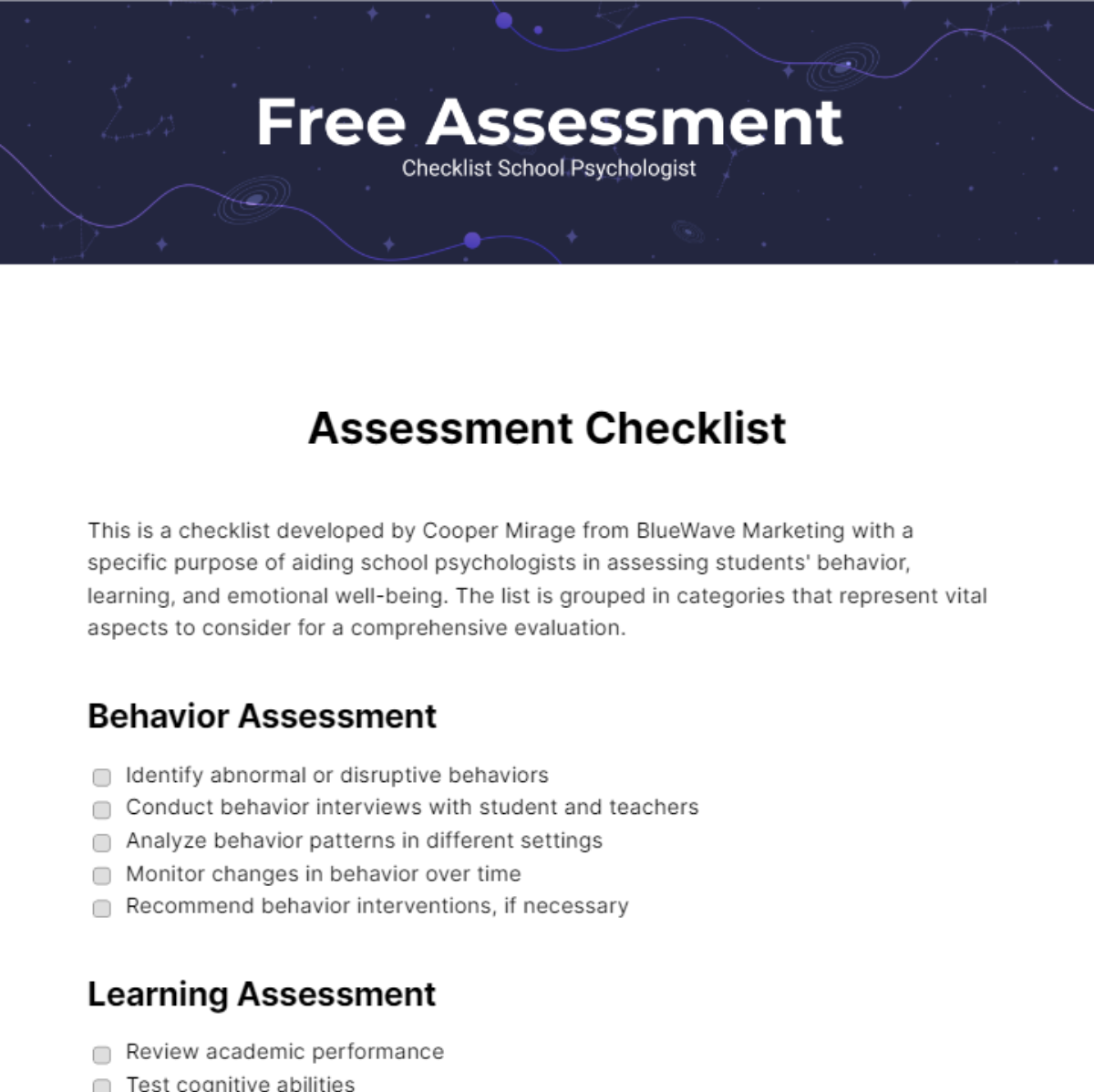 FREE Assessment Checklist Templates & Examples - Edit Online & Download ...