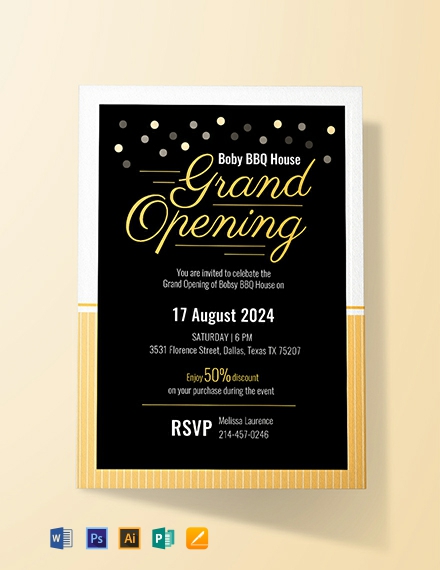 FREE Opening Ceremony Invitation Card Template - Word (DOC) | PSD