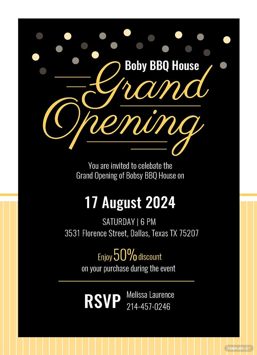 Grand Opening Invitation Card - Template in Illustrator, Word, Apple Pages,  PSD, Publisher Format Download 