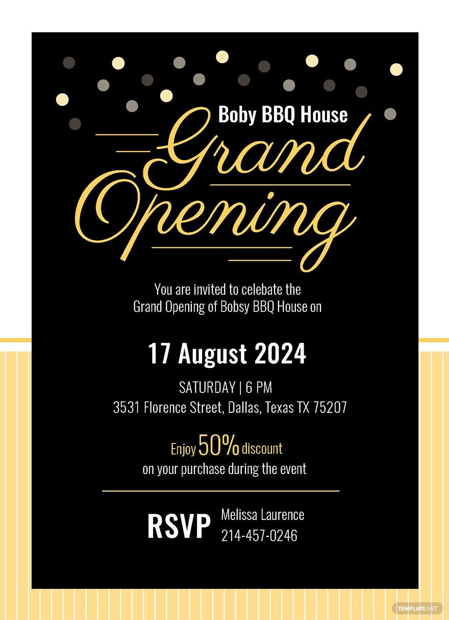 Grand Opening Invitation Card Template in Illustrator, Word, Publisher, Pages, PSD - Download | Template.net