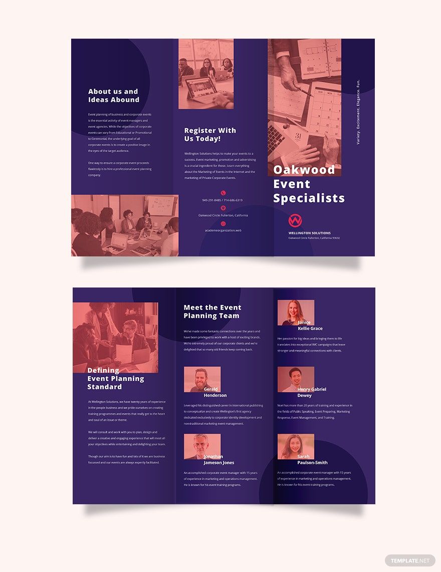 Corporate Event Planner Tri-Fold Brochure Template