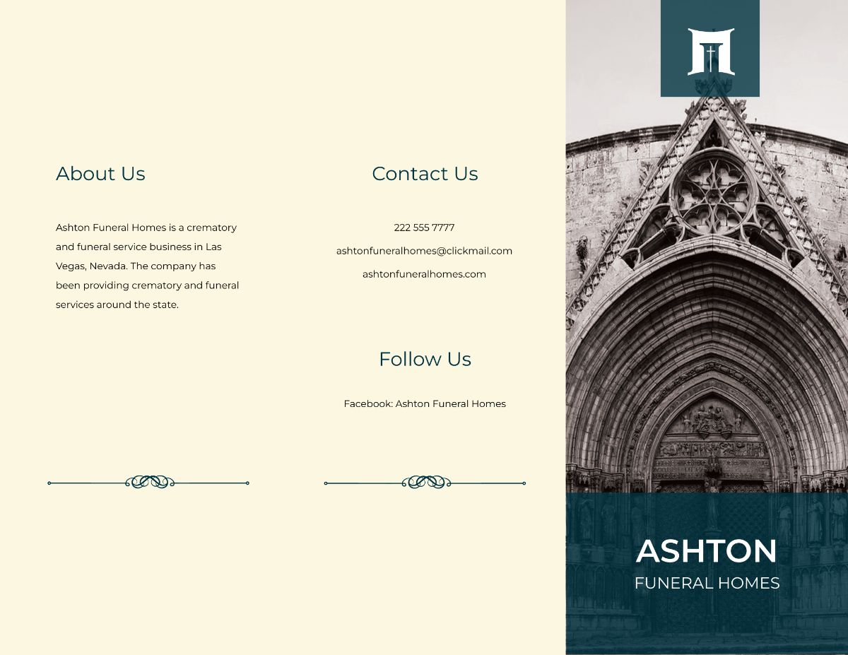 Free Crematory Funeral Home Tri-Fold Brochure Template