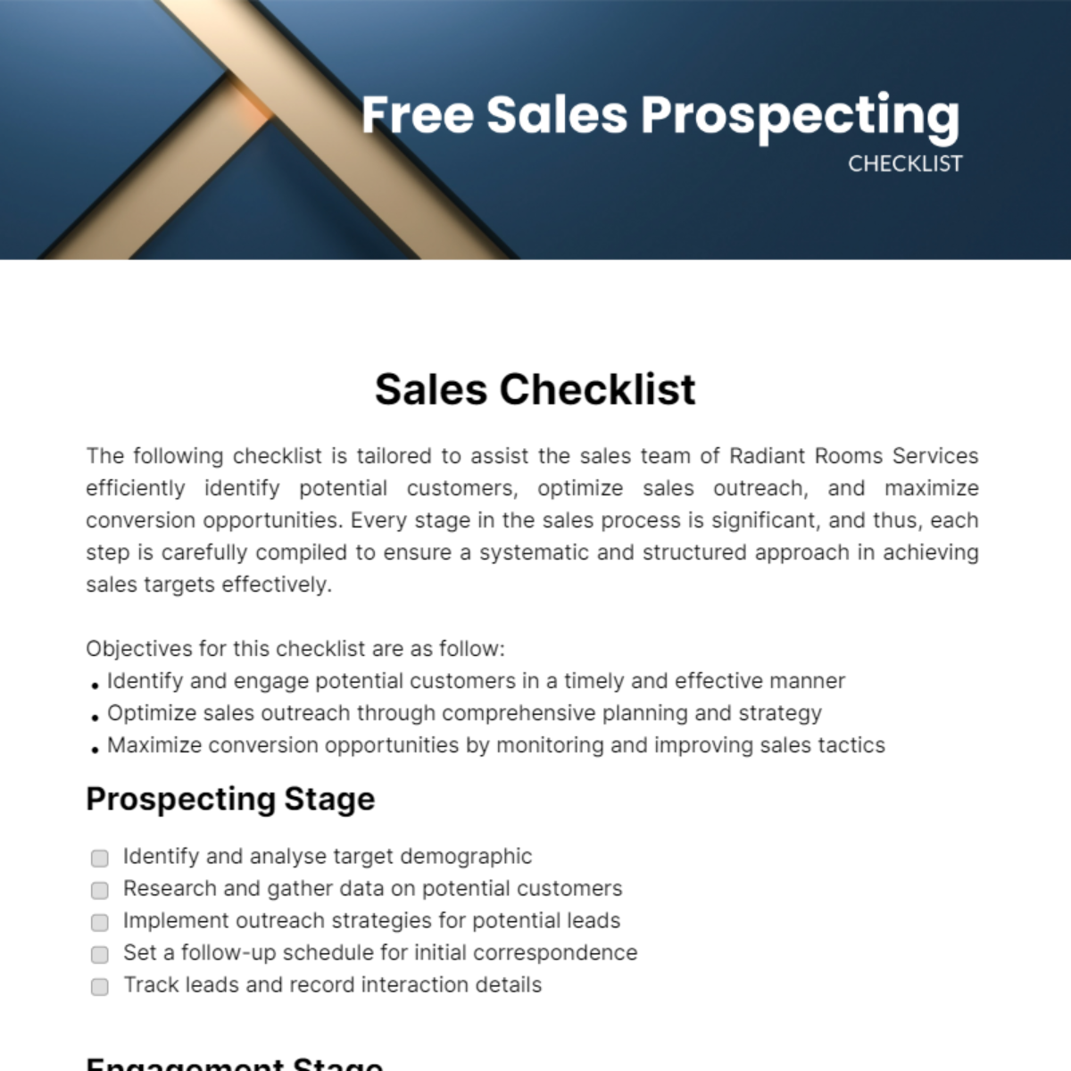 Sales Prospecting Checklist Template