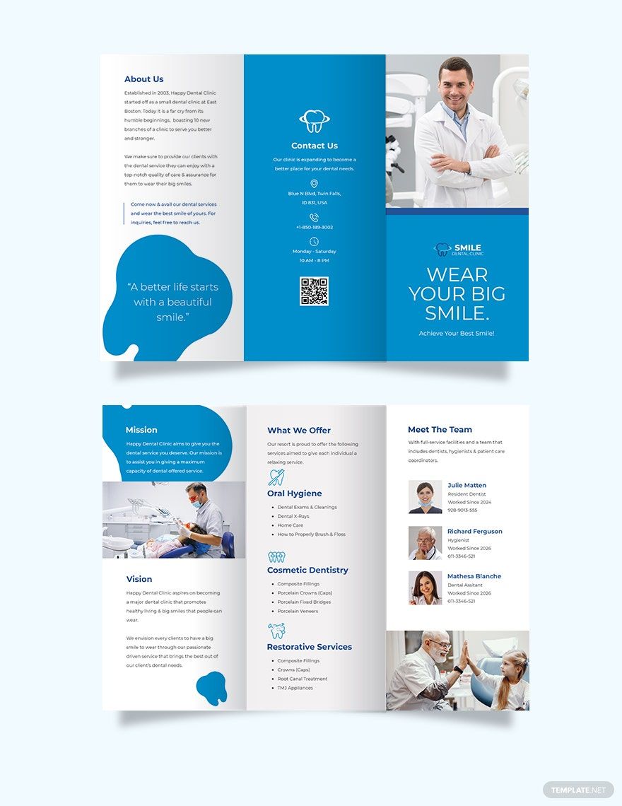 Dental Clinic Advertising Tri-Fold Brochure Template