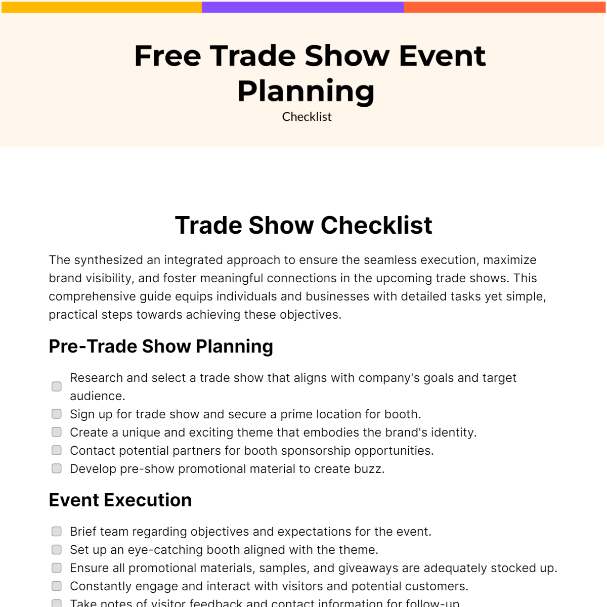 FREE Trade Show Checklist Templates & Examples Edit Online & Download