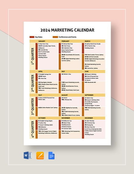 44+ Marketing Calendar Templates in Google Docs | Word | Pages | PDF