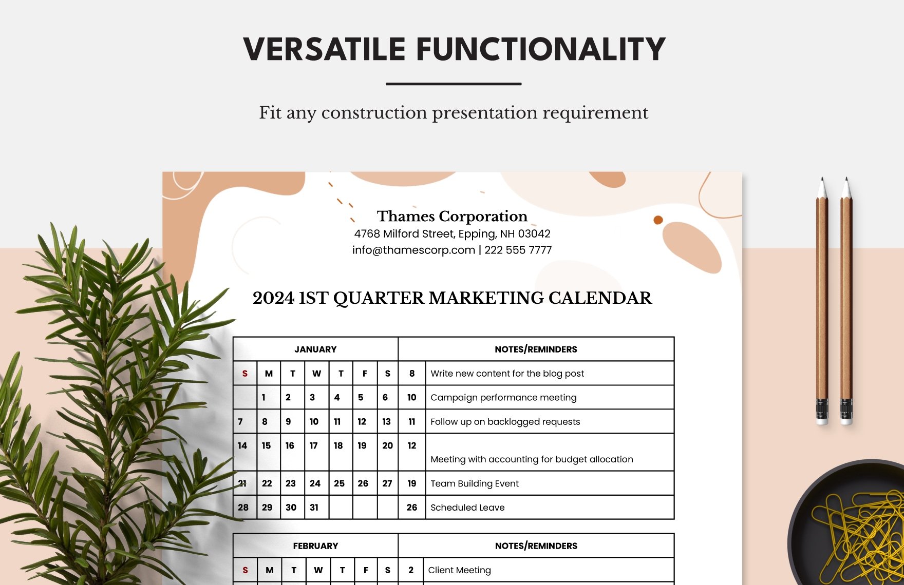 Marketing Plan Calendar Template
