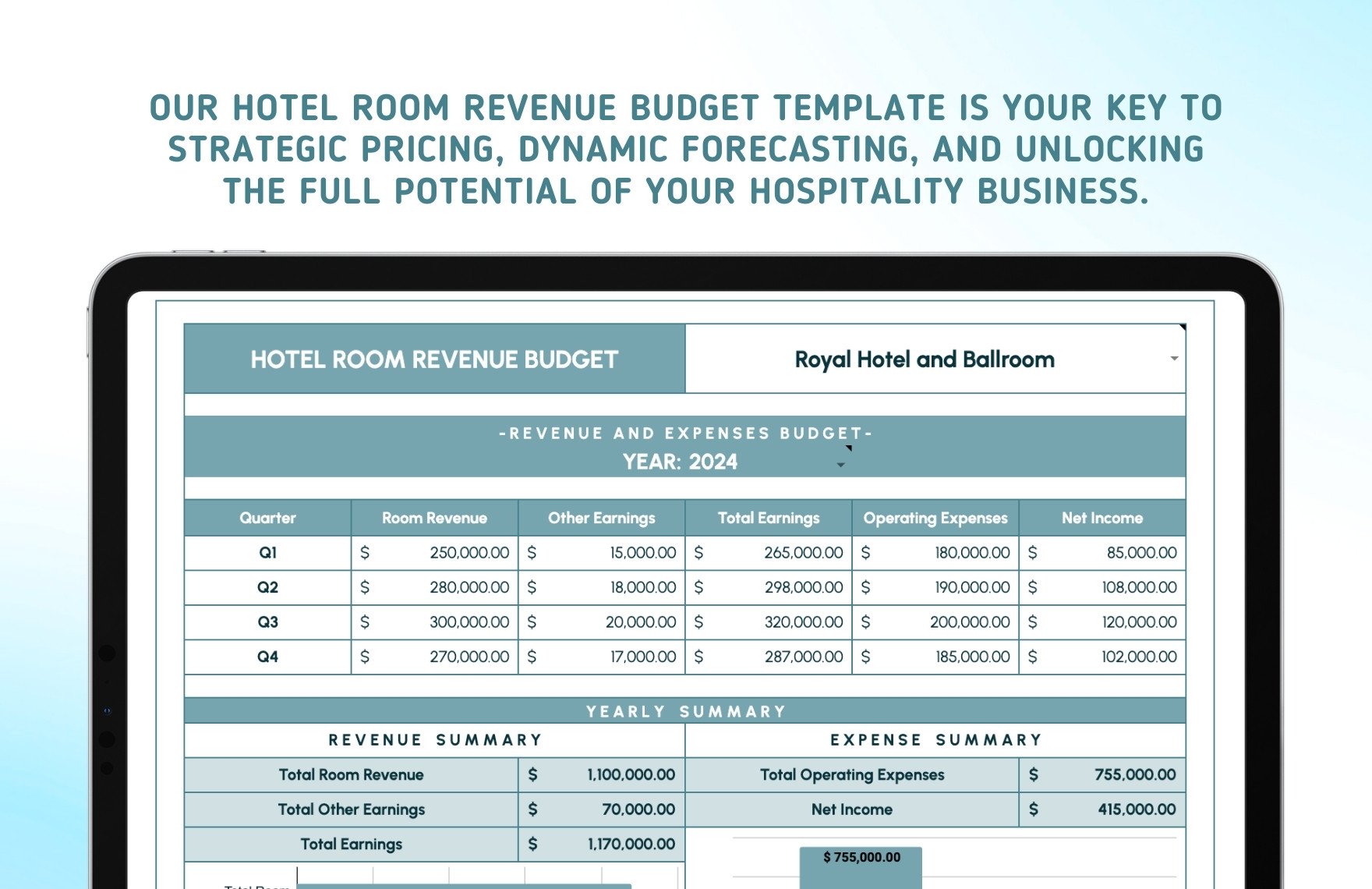 Hotel Room Revenue Budget Template