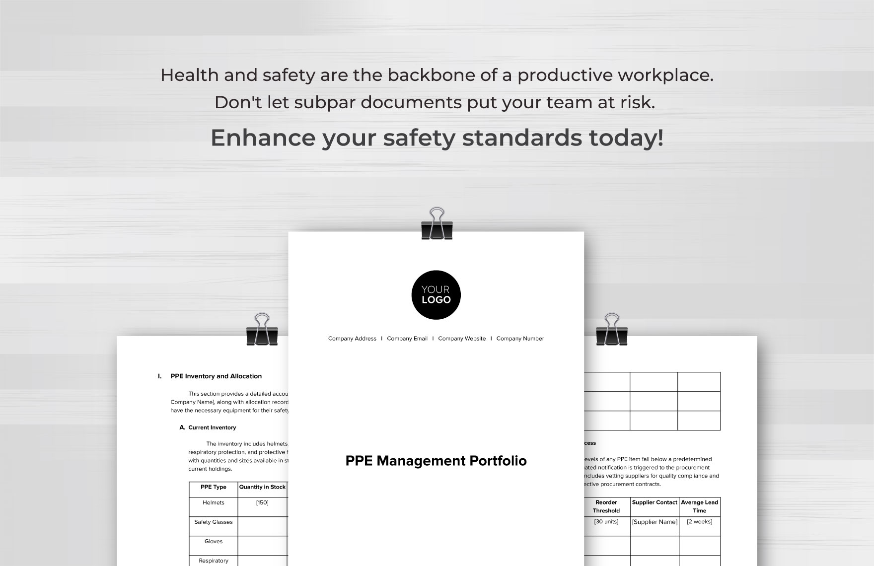 PPE Management Portfolio Template