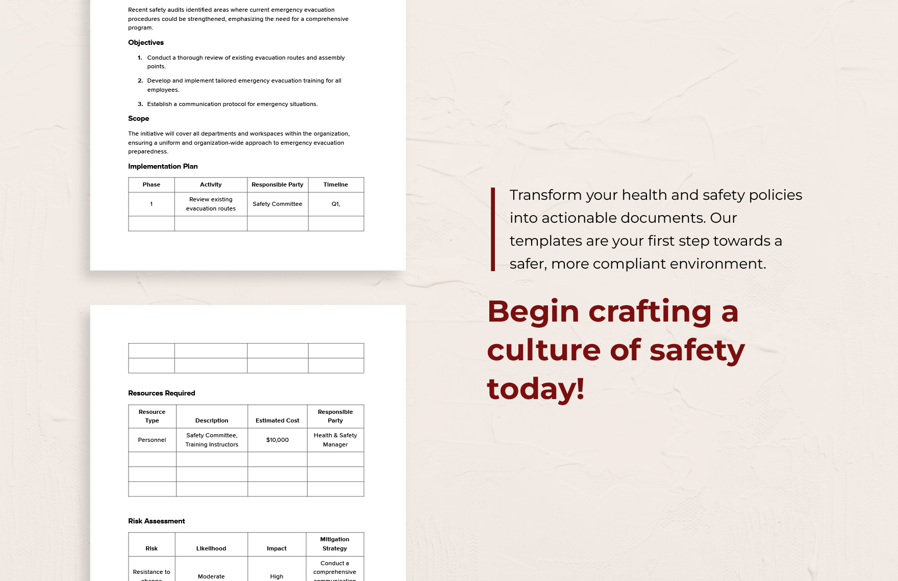 Health & Safety Initiative Proposal Form Template