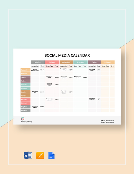 Nieuw 20+ Social Media Calendar Templates – Free Sample, Example Format GB-85