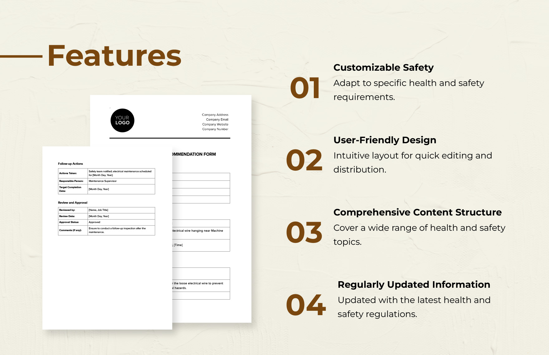 Health & Safety Recommendation Form Template