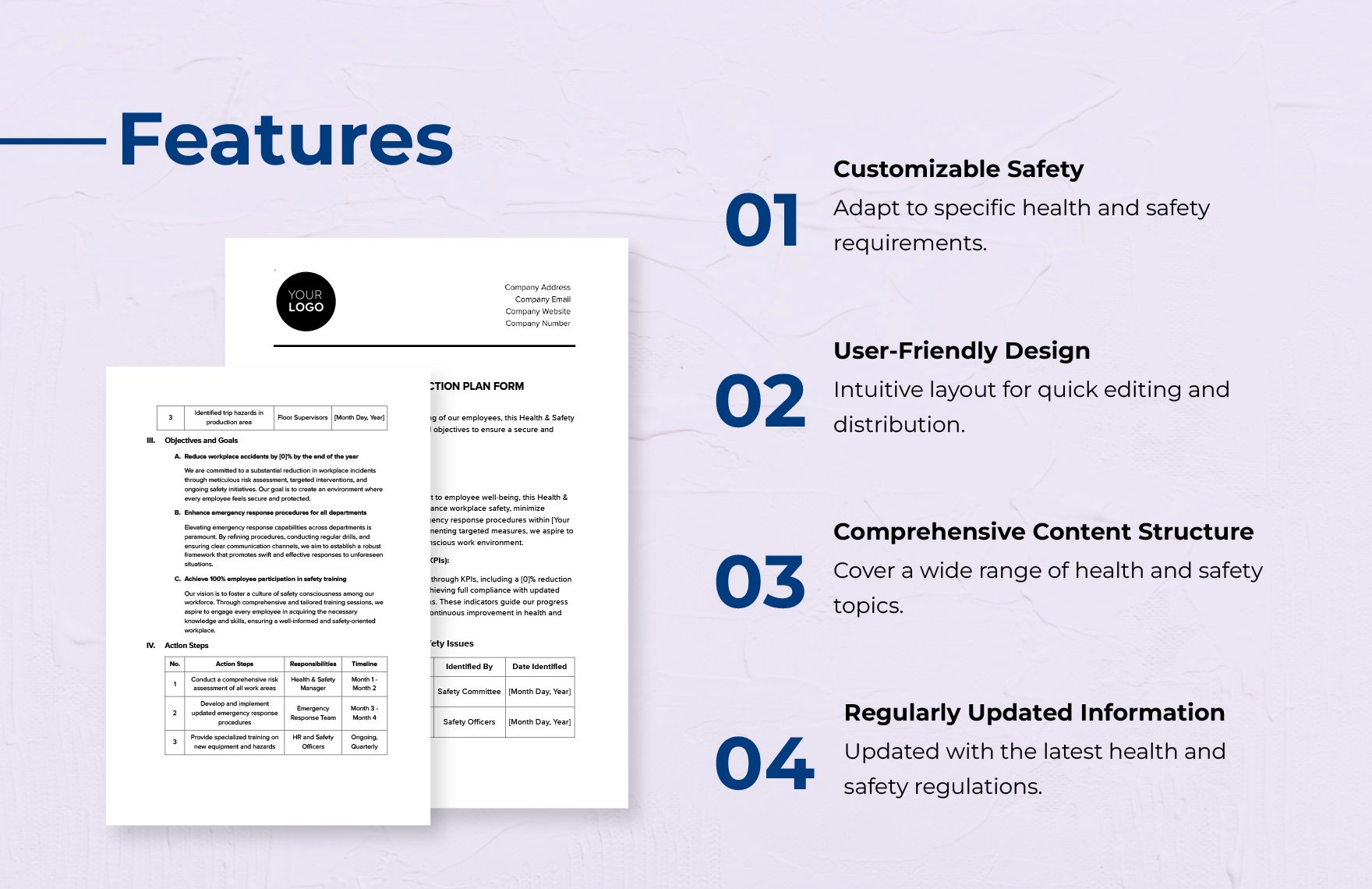 Health & Safety Action Plan Form Template