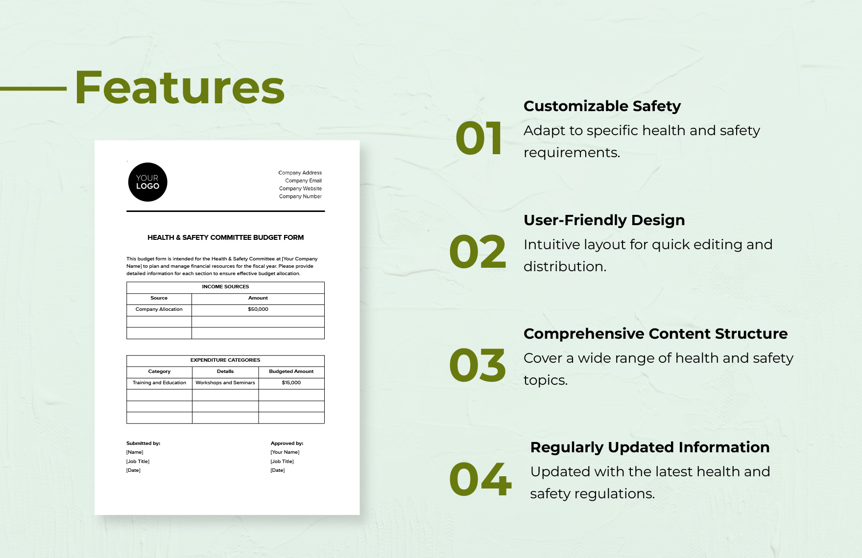 Health & Safety Committee Budget Form Template
