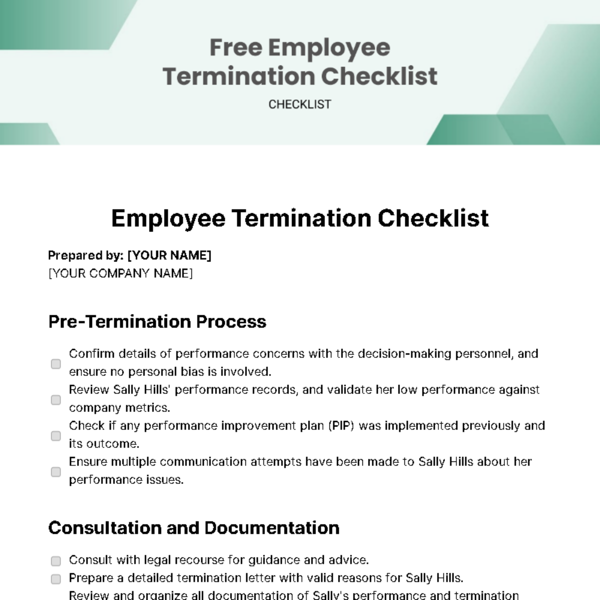 Employee Termination Checklist Template - Edit Online & Download ...