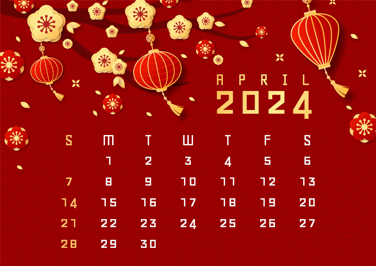 April 2024 Chinese Calendar Template