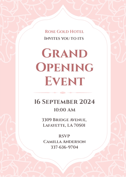 Free Hotel Opening Invitation Card Template Template