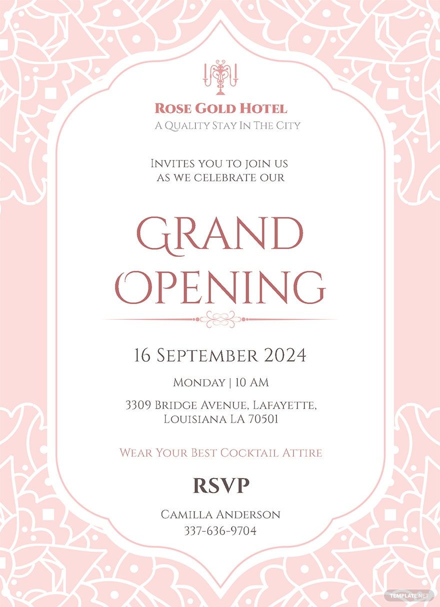 Hotel Opening Invitation Card Template