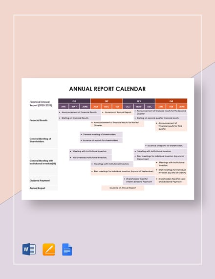 annual report calendar