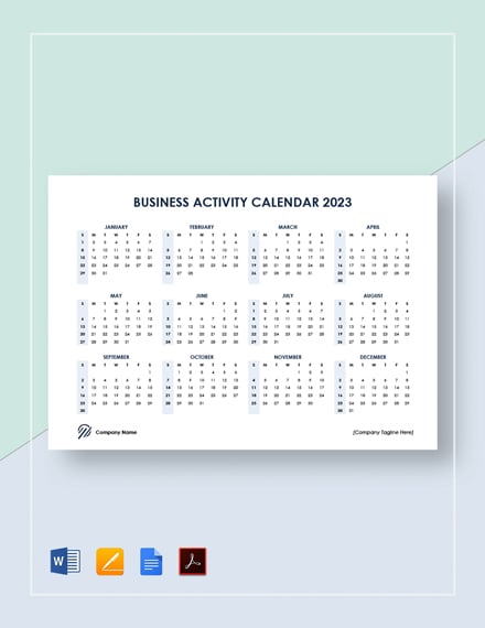 Business Activity Calendar