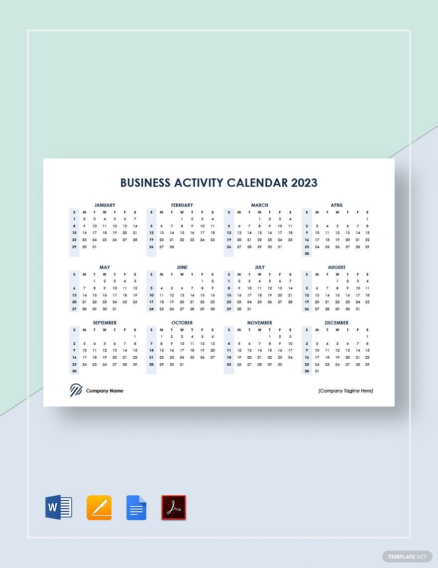Business Activity Calendar Template
