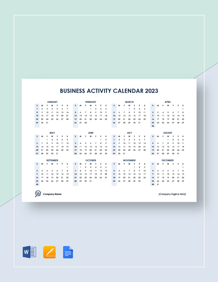 Activity Calendar Template 12 Free PDF Docs Word Format Download