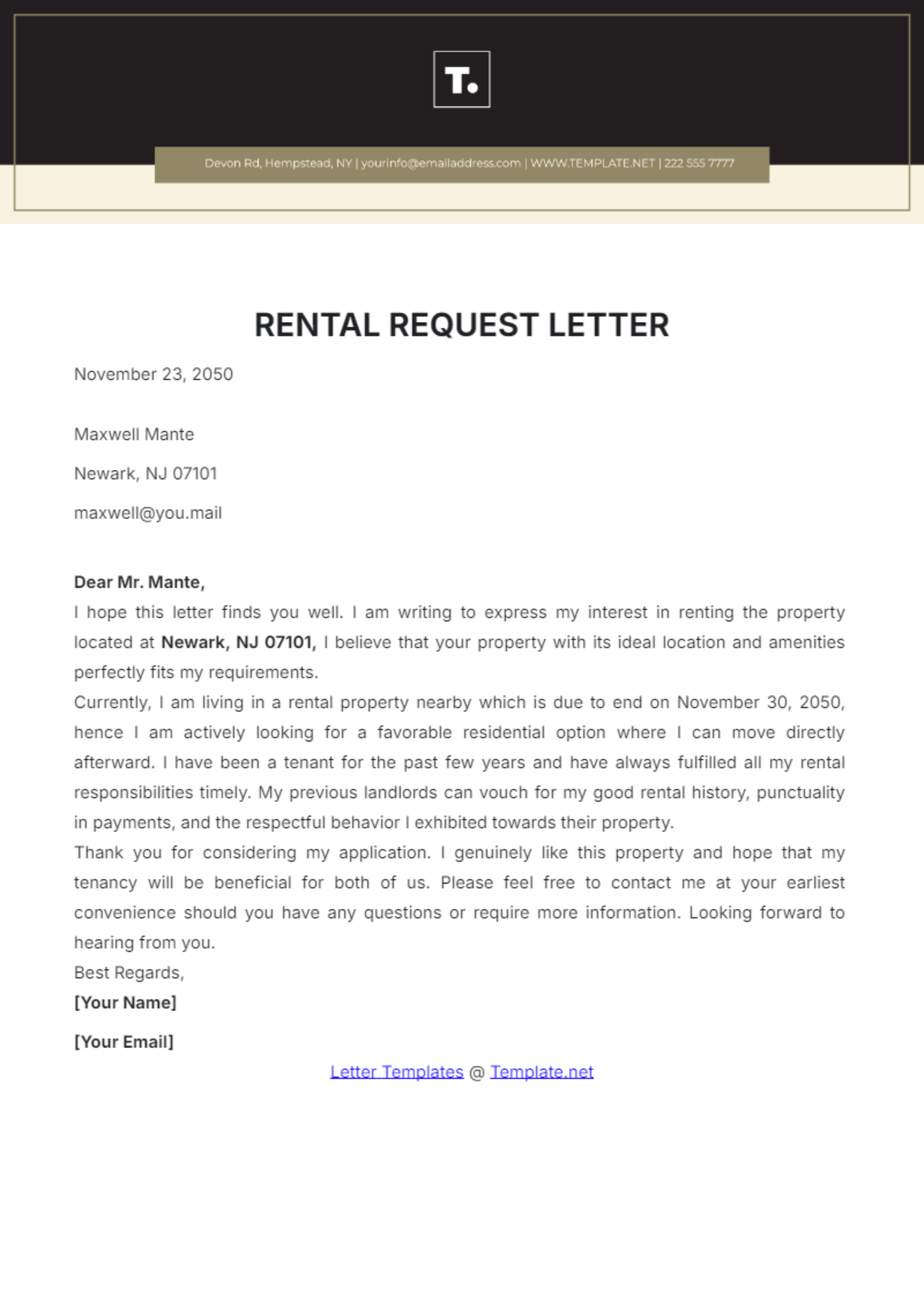 Rental Request Letter Template - Edit Online & Download