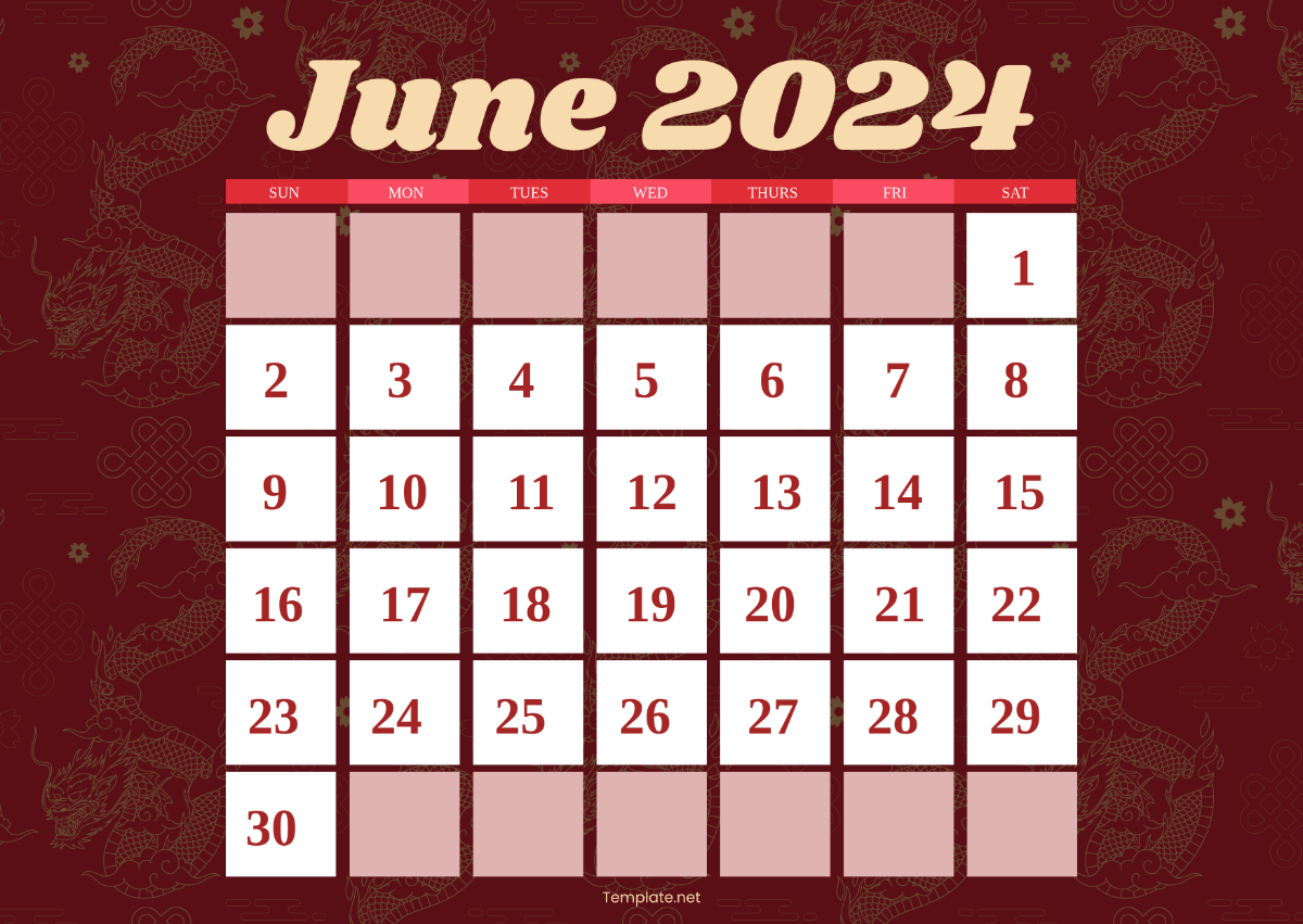 June 2024 Chinese Calendar Template Edit Online & Download Example