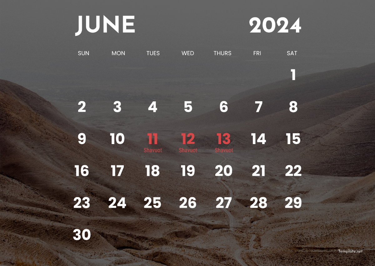 June 2024 Jewish Calendar Template