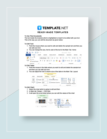 Printable Business Calendar Instructions