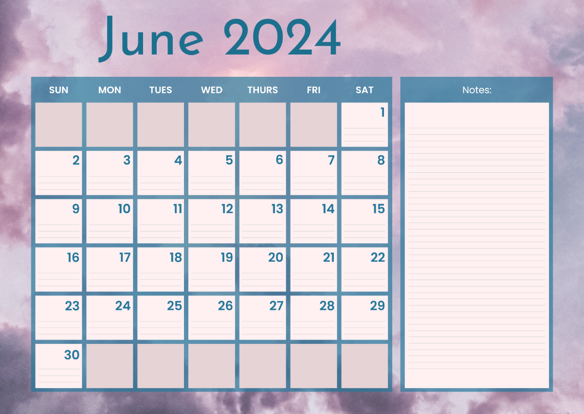 June 2024 Calendar with Lines Template Edit Online & Download Example