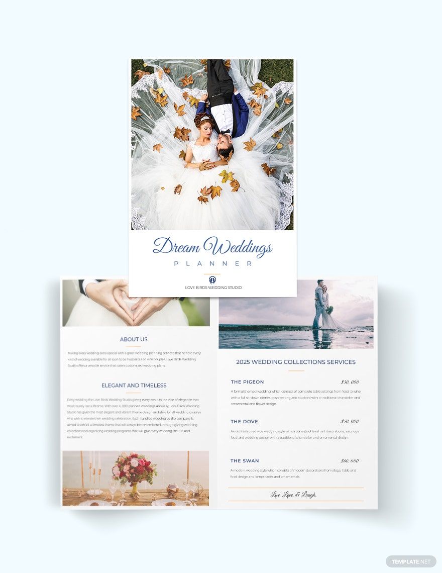 Fall Wedding Planner Bi-Fold Half Fold Brochure Template