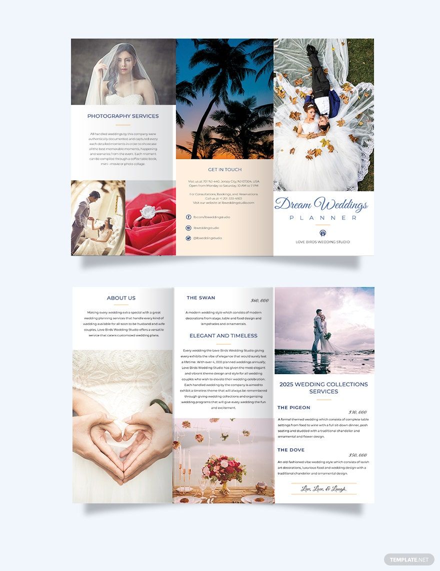 Fall Wedding Planner Tri-Fold Half Fold Brochure Template